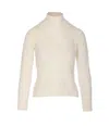 Ganni High Neck Long Sleeve Sheer Flower Knit In Pink