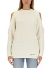 Ganni Jersey With Logo In White