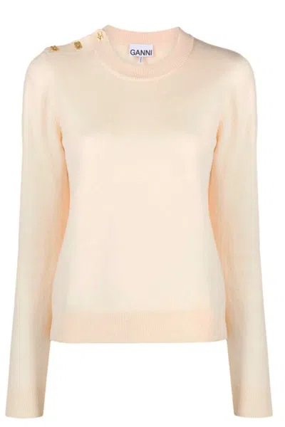 Ganni Sweaters White In Bianco Chiari E Naturali