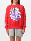 Ganni Logo-print Organic Cotton Sweatshirt In Red