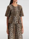 Ganni Leopard Blouse In Animal Print