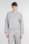 Ganni Logo Patch Crewneck Sweatshirt In Grey