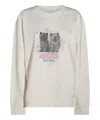 Ganni Off-white Isoli Kittens Drop Shoulder Sweatshirt In White