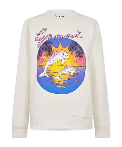 Ganni Sweatshirt In White