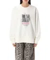Ganni Off-white Isoli Kittens Drop Shoulder Sweatshirt In White