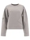 Ganni Sweatshirt With Asymmetrical Pockets In Gray