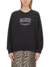 Ganni Logo-print Organic-cotton Sweatshirt In Black