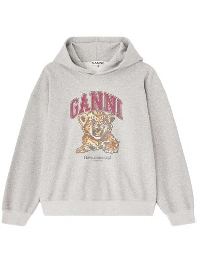 Ganni Sweatshirt With Logo In Purple