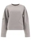 Ganni Sweatshirt With Unique Asymmetrical Pockets In Gray