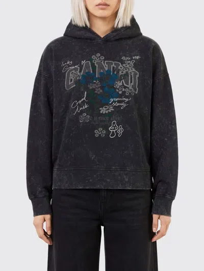 Ganni Sweatshirt Woman Color Grey In Black
