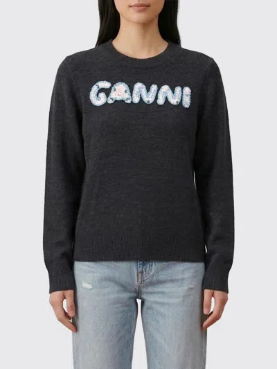 Ganni Sweatshirt  Woman Color Charcoal In Gray