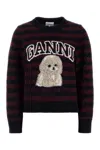 Ganni Graphic Wool Mix Poodle Stripe Sweaters And Cardigans Multicolor