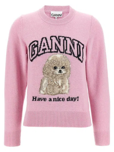 GANNI GANNI WOOL SWEATER WITH POODLE