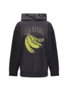 Ganni Black Fabric Sweatshirt In Black