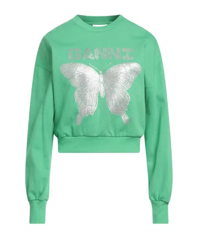 Ganni Sweatshirts In Green