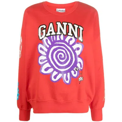 Ganni Sweatshirts In Red