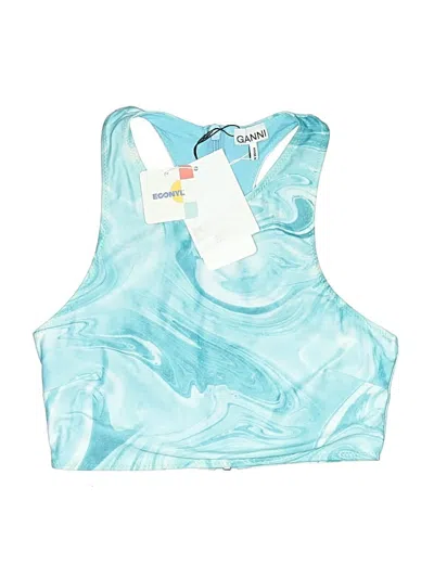 Pre-owned Ganni Swimsuit Top Blue Swimwear