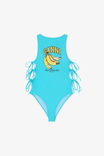 Ganni Swimsuit With Banana - Size S Blue