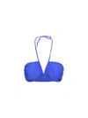 Ganni Blue Ruched Bikini Top In Blue