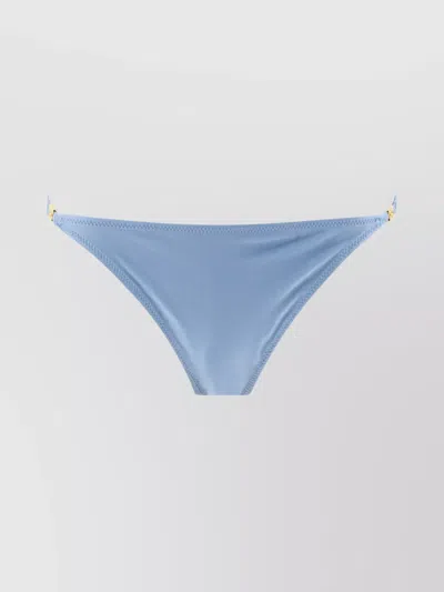 Ganni "symbolic" High-cut Leg Bikini Bottom With Gold-tone Hardware In Blue