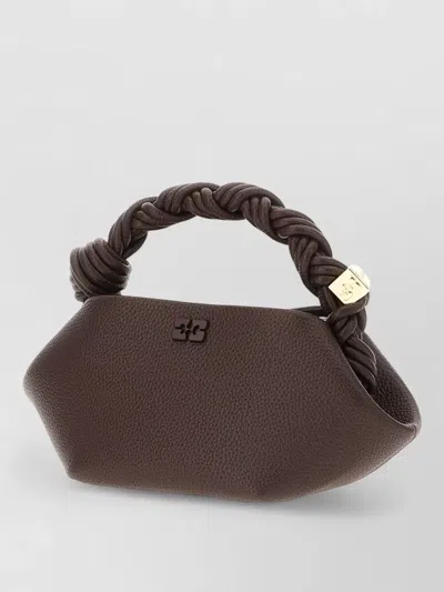 Ganni Synthetic Leather Bou Clutch Bag Twisted Handle In Brown
