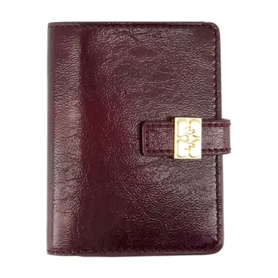 Ganni Synthetic Leather Card Case In Burgundy
