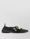 Ganni Printed Synthetic Leather Ballerinas With Rubber Sole In Black