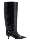 Ganni Black Eyelets Slouchy High Shaft Tall Boots In Black