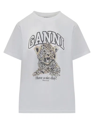 Ganni T-shirt In Gray