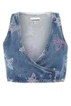 Ganni Women Embroidered Denim Vest In Blue