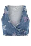Ganni Women Embroidered Denim Vest In Blue