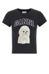 Ganni T Shirt With Black Cotton Poodle Graphic