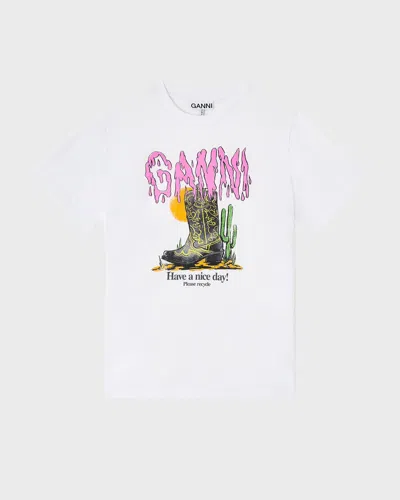 Ganni Women White Cotton T-shirt, Xs Luxury T-shirts For Women Darveys