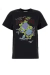 Ganni Graphic Print Crew Neck Short Sleeve Top In Black