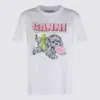Ganni Graphic Print Crew Neck Short Sleeve Top In White