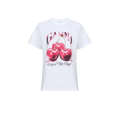 Ganni White Cherry Graphic T-shirt