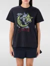 Ganni Blue Crewneck T-shirt With Maxi Logo Print On The Front In Cotton Man