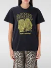 Ganni Basic Jersey Owls Relaxed T-shirt T-shirts Black In Schwarz
