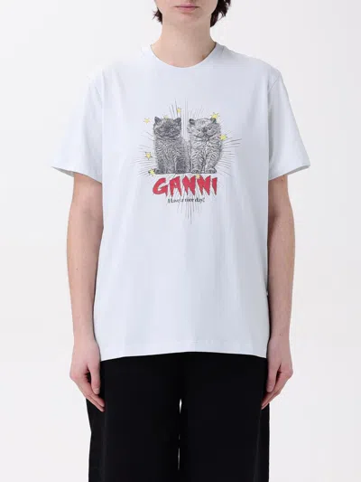 GANNI T-SHIRT GANNI WOMAN COLOR BLUE,G40655009