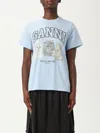 Ganni Basic Cotton Jersey Animals Relaxed T-shirt In Blue