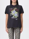 Ganni Graphic Print Crew Neck Short Sleeve Top In Gray