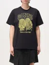 Ganni Basic Jersey Owls Relaxed T-shirt T-shirts Black In Grau