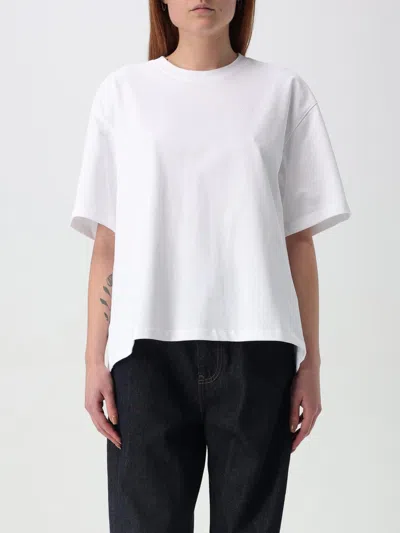 Ganni Rhinestone Logo Embroidery T-shirt In White