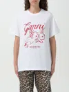 Ganni 'bunnies' White Crewneck T-shirt With Maxi Print On The Front In White