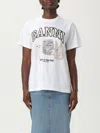 Ganni White Crewneck T-shirt With Maxi Logo On The Front
