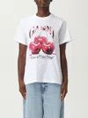 Ganni White T-shirt With Cherry Print And Logo Lettering On The Front In Cotton Woman In White