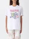 Ganni Graphic Print Crew Neck Short Sleeve Top In White