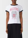 Ganni Graphic Print Crew Neck Short Sleeve Top In White