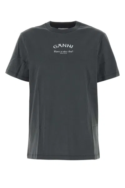 Ganni T-shirt In Gray