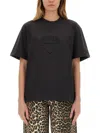 Ganni Embroidered Oversized T In Charcoal